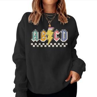 Abcd Back In Class First Day Back To School Teacher Student Women Sweatshirt - Seseable