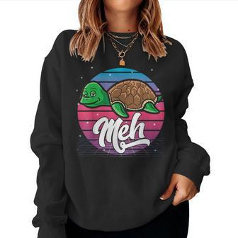 Aesthetic Vaporwave Japanese Otaku Meme Meh Sea Turtle Women Sweatshirt - Monsterry UK