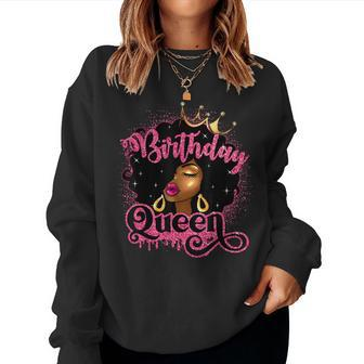 African American Black Afro Hair Pink Birthday Queen Women Sweatshirt - Monsterry DE