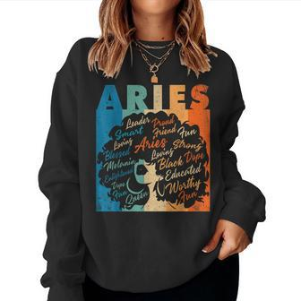 African American Zodiac Birthday Aries Girl Women Sweatshirt - Seseable