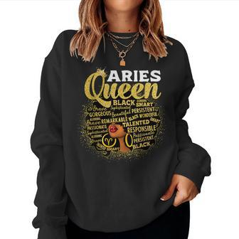 African American Zodiac Birthday Aries Queen Women Sweatshirt - Seseable