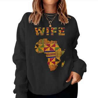 Afro Black Wife African Ghana Kente Cloth Couple Matching Women Sweatshirt | Mazezy DE