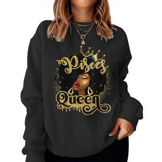 Afro Pisces Queen African American Zodiac Birthday Women Sweatshirt | Mazezy