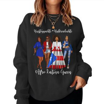 Afro Puerto Rican Pride American Puerto Rico Latina Women Sweatshirt - Monsterry