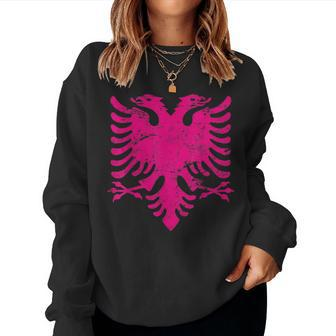 Albania Eagle Pink Flag Women's Children's Albania Sweatshirt Frauen - Seseable