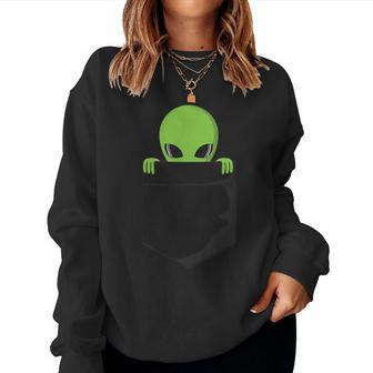Alien In Pocket Boho 80S Vintage Women Sweatshirt - Monsterry