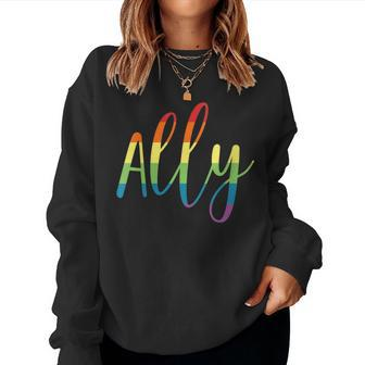 Ally Pride Gay Lgbt Day Month Parade Rainbow Flag Women Sweatshirt - Monsterry