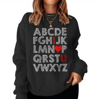 Alphabet Abc I Love You Valentine Day Baby Girl Toddler Women Sweatshirt | Mazezy