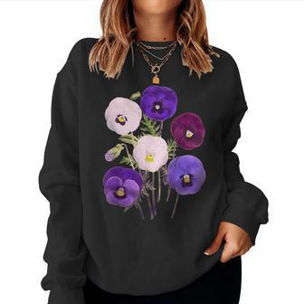 Alzheimer Purple Floral Pansy Dementia Alzheimer's Awareness Women Sweatshirt - Seseable