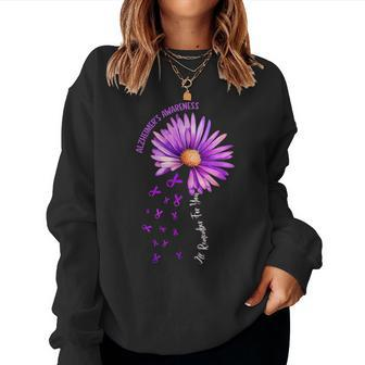 Alzheimer's Awareness Sunflower Purple Ribbon Support Womens Women Sweatshirt - Monsterry AU
