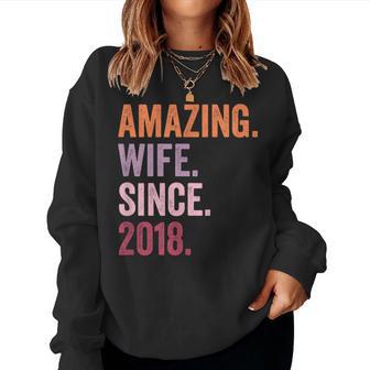 Amazing Wife Since 2018 6Th Wedding Anniversary 6 Years Women Sweatshirt - Thegiftio UK