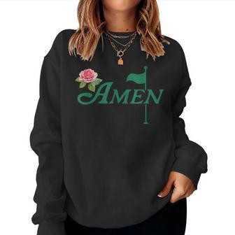 Amen Floral Master Golfer Golf Lover Golf Flower Apparel Women Sweatshirt | Mazezy DE