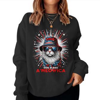 Ameowica Patriotic Cat Meowica 4Th Of July Women Sweatshirt - Thegiftio UK