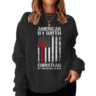 American Flag Cross Patriotic Religious Christian Usa Faith Women Sweatshirt - Monsterry CA