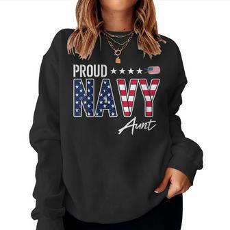 American Flag Proud Navy Aunt Women Sweatshirt - Monsterry UK