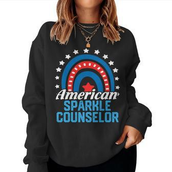 American Sparkle Counselor Rainbow Usa Flag 4Th Of July Women Sweatshirt - Monsterry