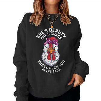 Angry Chicken Peck You In The Face Hen Animal Women Sweatshirt - Monsterry CA