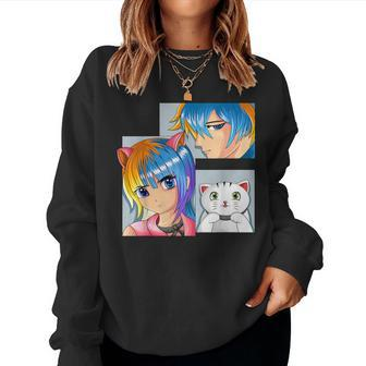 Anime Girl Cat Otaku Anime Merch Kawaii Stuff Women Sweatshirt - Thegiftio UK