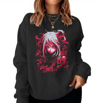 Anime Goth Girl Japanese Aesthetic Grunge Horror Women Sweatshirt - Seseable