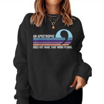 Apostrophe Does Not Make Vintage Stripe Teacher Women Sweatshirt - Monsterry UK