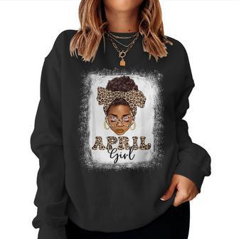 April Girls Afro Messy Bun Bleached Black Birthday Women Sweatshirt - Seseable