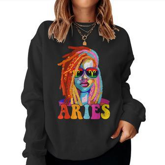 Aries Queen African American Loc'd Zodiac Sign Women Sweatshirt - Seseable