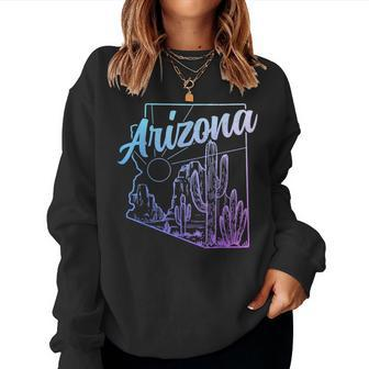 Arizona Az Pride Cactus Desert State Map Women Sweatshirt | Mazezy