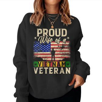 Army Military Navy Proud Wife Of A Vietnam Veteran Wife Women Sweatshirt - Monsterry DE