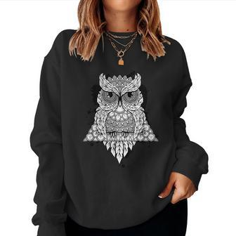 Artsy Owl Mandala Bird Night Creature Women Sweatshirt - Monsterry UK