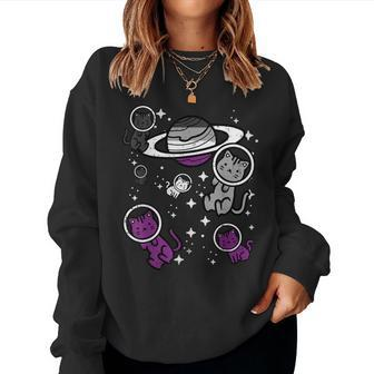 Asexual Cats Planet Ace Pride Flag Lgbt Space Girl Kid Women Sweatshirt - Monsterry
