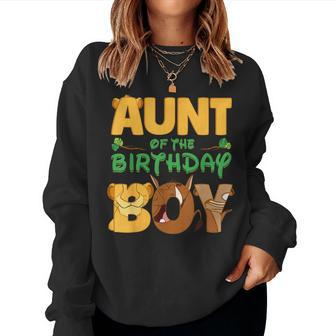 Aunt Of The Birthday Boy Lion Family Matching Women Sweatshirt - Seseable