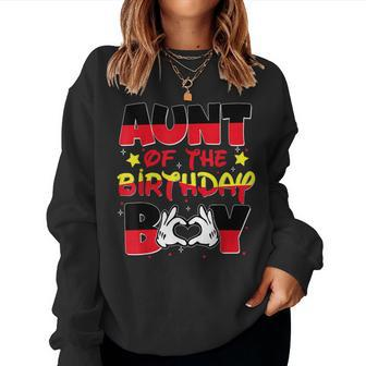 Aunt Of The Birthday Boy Mouse Family Matching Women Sweatshirt - Seseable