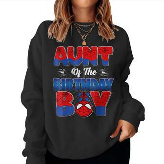 Aunt Of The Birthday Boy Spider Family Matching Women Sweatshirt - Seseable
