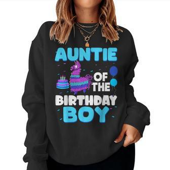 Auntie Of The Birthday Boy Llama Family Party Decorations Women Sweatshirt - Thegiftio UK