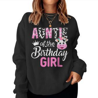 Auntie Of The Birthday Girl Farm Cow 1 St Birthday Girl Women Sweatshirt - Seseable