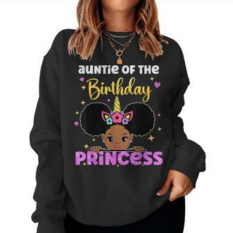 Auntie Of The Birthday Princess Melanin Afro Unicorn Cute Women Sweatshirt - Monsterry DE