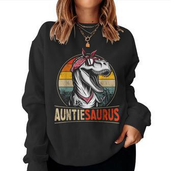Auntiesaurus Dinosaur For Aunt Or Auntie Matching Family Women Sweatshirt - Seseable