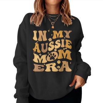 In My Aussie Mom Era Groovy Australian Shepherd Dog Owner Women Sweatshirt - Monsterry DE