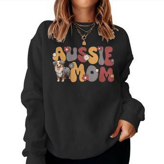 Australian Shepherd Blue Merle Groovy Aussie Mom Women Sweatshirt - Seseable
