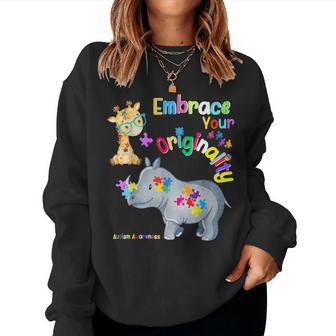 Autism Awareness Autistic Boys Girls Embrace Originality Women Sweatshirt - Thegiftio UK