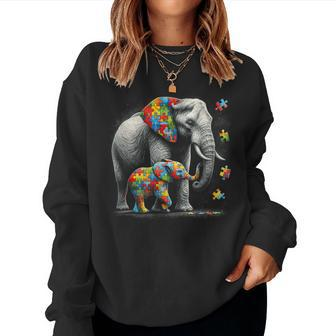Autism Awareness Elephant Puzzles Autism Mom Support Women Sweatshirt - Monsterry DE