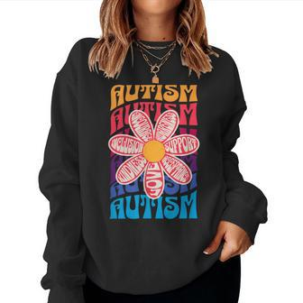 Autism Awareness Flower Acceptance Inclusion Love Support Women Sweatshirt - Monsterry DE