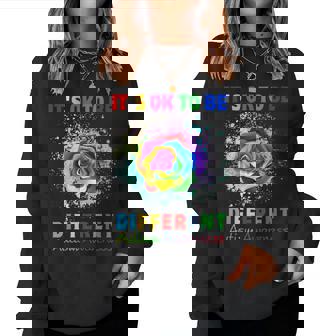Autism Awareness It's Ok To Be Different Flower Autism Women Women Sweatshirt - Thegiftio UK