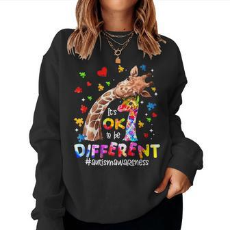 Autism Awareness Kid Its Ok To Be Different Giraffe Women Sweatshirt - Seseable
