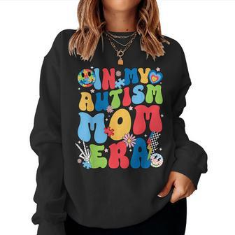 In My Autism Mom Era Autism Awareness Support Puzzle Groovy Women Sweatshirt - Monsterry AU
