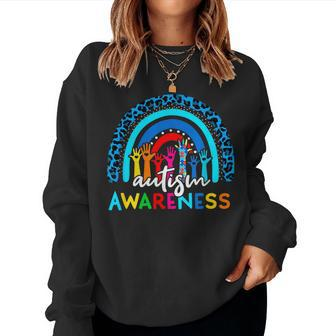 Autistic Puzzle Rainbow Ribbons Acceptance Autism Awareness Women Sweatshirt - Monsterry AU