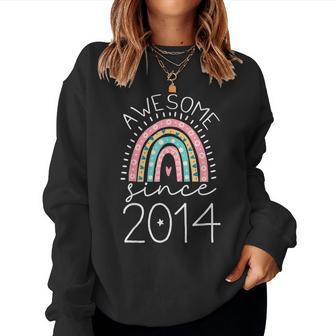 Awesome Since 2014 8Th Birthday Rainbow Born In 2014 Women Sweatshirt - Thegiftio UK