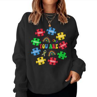 You Are Awesome Autism Rainbow Puzzles Autism Awareness Women Sweatshirt | Mazezy