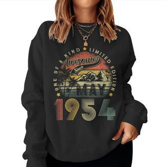 Awesome Since May 1954 Vintage 70Th Birthday Women Women Sweatshirt - Seseable