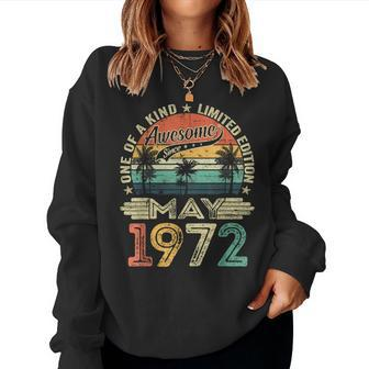 Awesome Since May 1972 Vintage 52Nd Birthday Women Women Sweatshirt - Monsterry